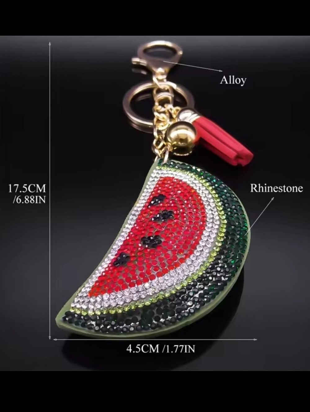 Watermelon Full Crystal Key  Chain Bag Charm Car Accessories Jewelry - Picture 2 of 2